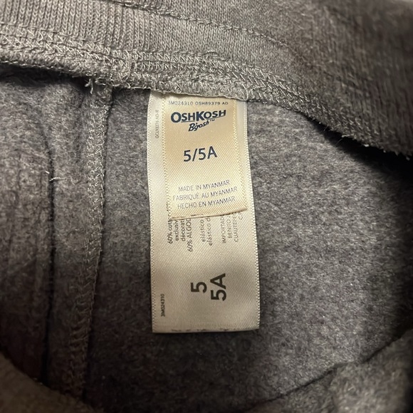 3/$10 Boys Oshkosh French Terry Pull On Jogger Pants Size 5 Gray - Picture 6 of 6